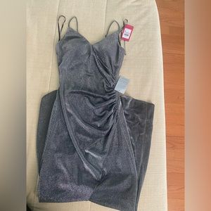 Vince Camuto Long Silver Glimmer Dress